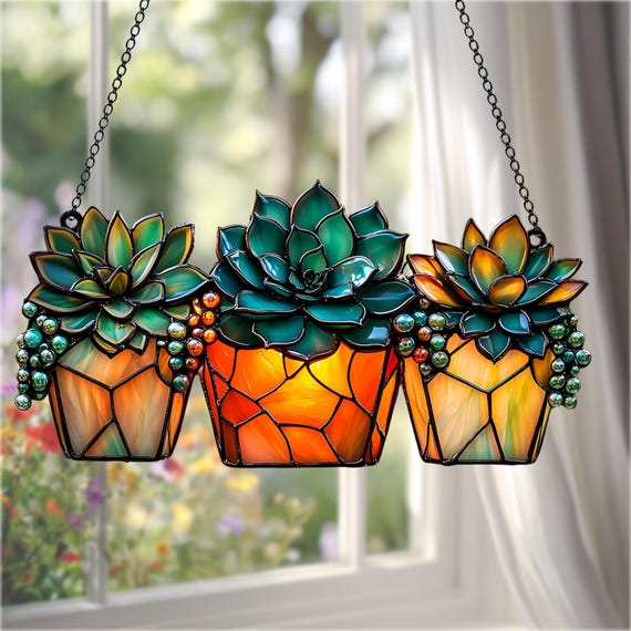 サボテンとお家のステンドグラスセット サボテンとお家のステンドグラスセット サボテンとお家のステンド