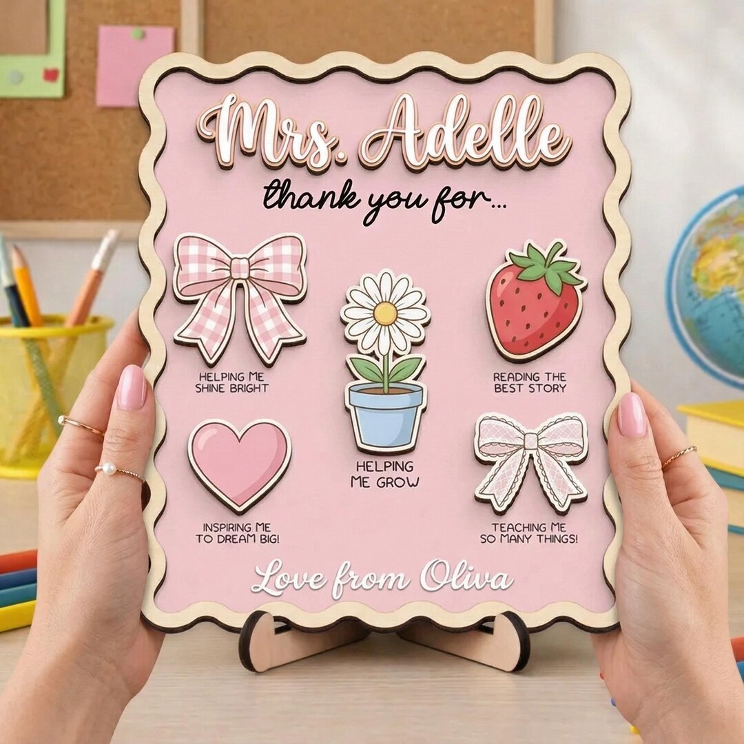 Personalized Teacher Thank You Gift, Custom End of Year Appreciation ...