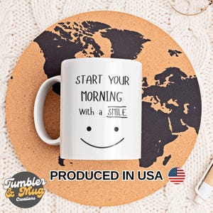 Comece sua manhã Caneca de café 11oz - Chá engraçado Chá quente Café com cacau - Caneca para ele, caneca para ela