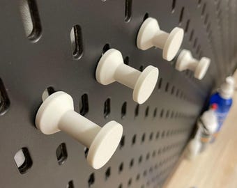Minimal Pegboard Push Pegs | IKEA SKADIS Compatible Hooks | 3D Printed Organizers