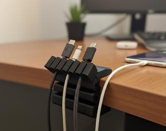 Minimalist Desk Cable Holder | 3D Printed PLA Cord Organizer | Clean Workspace Solution
