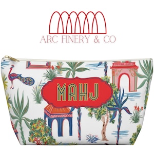 Bright Print Mahjong Tile Bag | American Mahjong | Knitting Notions Pouch | Large Zini | Mahjong Game Day Bag | Game Tile Bag | Mahj Bag