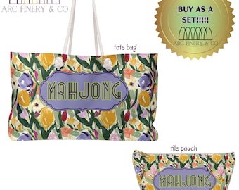 Floral Mahjong Tile Bag  | Durable Mahjong Tile Bag | Custom Mahjong Tile Bag with Pattern | Mahjong Gift | Mahjong Travel Tile Bag