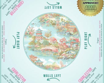 Mata do gry w mahjonga z nadrukiem pastelowym | Crack Bam Dot | Instrukcja gry w mahjonga | Obrus do gry w mahjonga | Dostosuj matę na imprezę | Amerykański mahjong | Wieczór gier