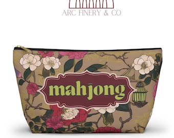 Mahjong Tile Bag | Custom Mahjong Gifts | Personalized Mahjong Pouch | Mahjong Game Accessories | Dark Floral Mahjong | Tile Travel Bag