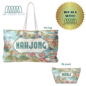 Pastel Print Mahjong Tile Bag | American Mahjong | Mahjong Tile Pouch | Party | Mahjong Game Day Bag | Game Tile Bag | Mahj Bag | Mahjong