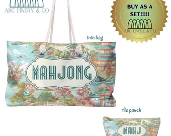 Pastell Print Mahjong Tile Tasche | Amerikanisches Mahjong | Mahjong Fliesenbeutel | Party | Mahjong Spieltag Tasche | Spielplättchen Tasche | Mahj Tasche | Mahjong