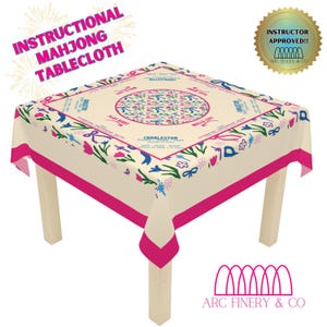 Floral Mahjong Tablecloth for Beginners with Instructions |  Perfect For Mahjong Enthusiast | Mahjong Mat | Bow Mahjong Print | Mahj Party