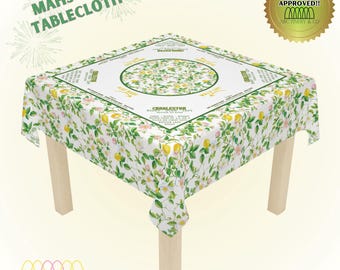 Mahjong Tablecloth for Beginners with Instructions |  Perfect For Mahjong Enthusiast | Mahjong Mat | Lemon Print Mahjong Print | Mahj Party