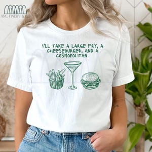 Sex and the City Shirt | Funny Food and Drink Lover Shirt | Carrie Bradshaw Inspired Quote Shirt | Y2k Retro Tee | Iconic 2000&#39;s Fan Shirt