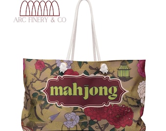 Premium Mahjong Tote Bag | Oversized Carry All for Racks & Tiles | Perfect for Game Night | Mahjong Gift Idea | Mahjong Lover | Embroidered