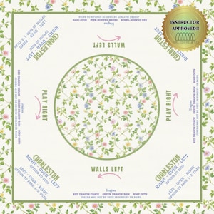 Mahjong Tablecloth with Green Floral Design | Stylish Instructional Mat for American Mahjong | Cute Mahjong Tablecloth With Rules | Party