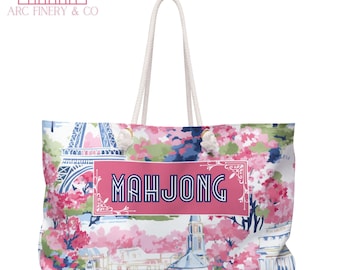 Large Mahjong Tote Bag | Large Carry All for Mahjong Supplies | Gift Mahjong | Mahjong Supplies Tote | Portable Mahjong Tote | Pattern Tote