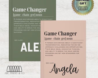 Personalized Gamechanger Definition Journal | Custom Coworker Appreciation Notebook | Inspirational Gamechanger Quote Journal | Professional