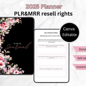 Prayer Journal With PLR | Master Resell Rights | PLR Planner | Devotional Journal | Bible Study Guide Canva Journal Template For Women.