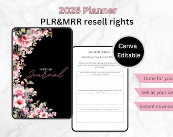 Prayer Journal With PLR | Master Resell Rights | PLR Planner | Devotional Journal | Bible Study Guide Canva Journal Template For Women.