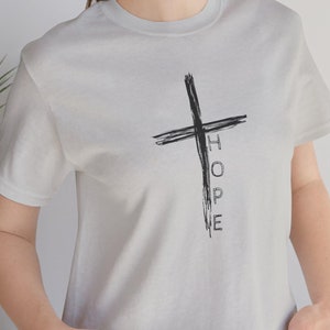 Hope Cross Unisex Tee | Inspirational Short Sleeve Shirt for Everyday Wear, Faith-Based Gift, Casual Outfit, Christian Apparel