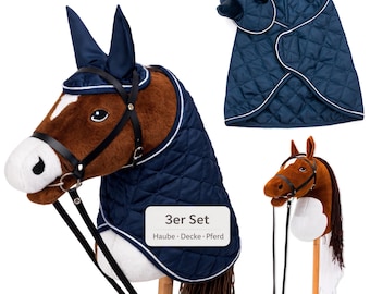 Hobby Horse Set with Accessories – for Children with Blanket & Fly Mask. Complete Hobby Horsing Set with Bridle and 35 cm Screw Bar.