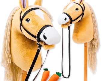 Hoofly® Hobby Horse Beige (Haflinger) - Large hobby horse for children A3 with screw rod/Hobby Horse horse set with bridle