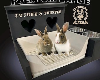 Large Rabbit Hay Feeder Litter Box Combo: Personalized Bunny Cage