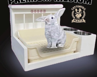 Medium Bunny Hay Feeder Litter Box Combo: Personalized Rabbit Cage