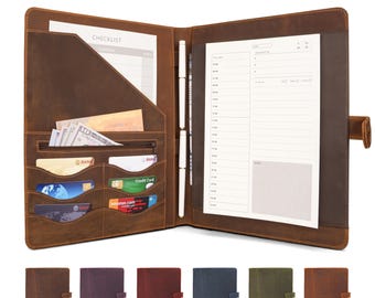 Laser-Engraved Leather Portfolio: Magnetic Closure, Card Slots, A4/Legal Organizer
