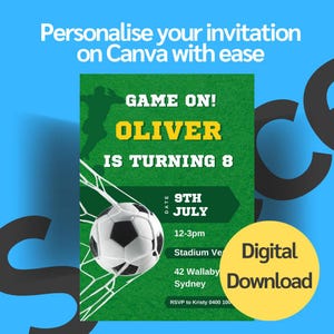 Editable Soccer Birthday Invitation Template, Soccer Birthday Invitation, Soccer Invitation Template
