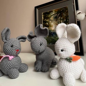 Handmade Crochet Bunny Toys Set, Bunny Plushies, Cute Baby Shower Gift, Soft Baby Animal Toy, Easter Bunny Decor, Personalized Gift for Kids