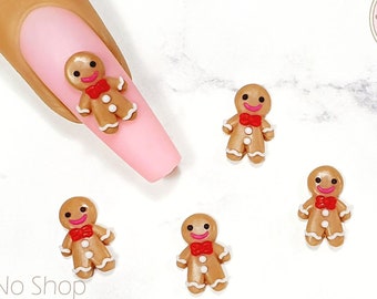 Gingerbread Man 3D Handmade Nail Art  | Nail Charms | Nail Decoration - 2pcs