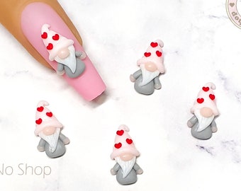 Heart Hat Gnome 3D Handmade Nail Art  | Nail Charms | Nail Decoration