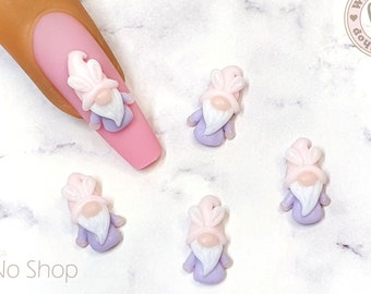 Bunny Hat Gnome 3D Handmade Nail Art  | Nail Charms | Nail Decoration - 2pcs