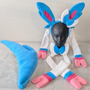 Shiny Sylveon ears, neck bow and tail cosplay