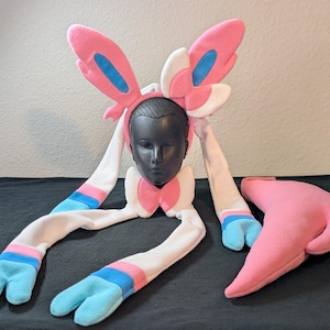 Sylveon ears, tail and neck bow cosplay