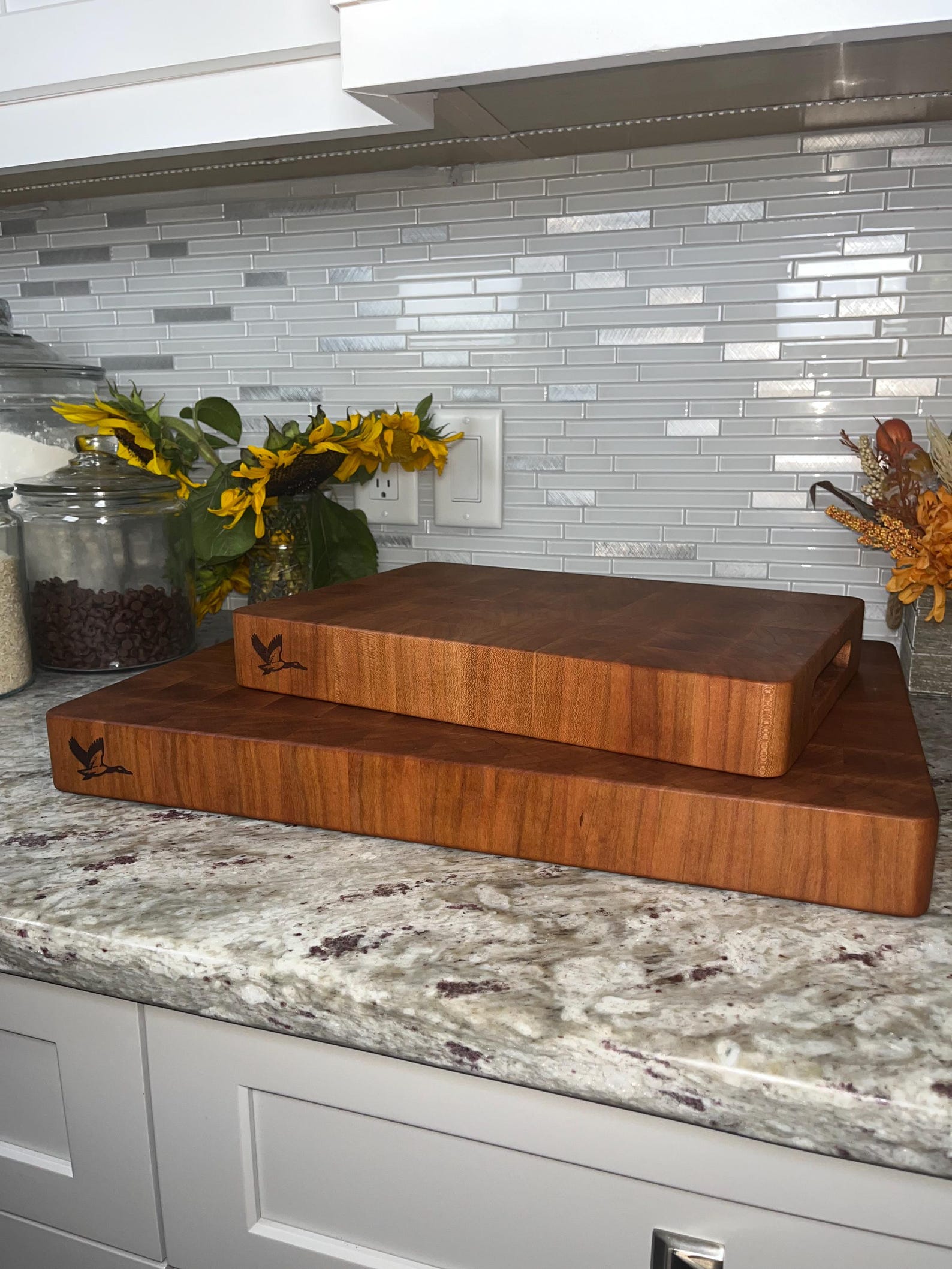 Black Cherry End Grain Cutting Board- Professional Series - 24 x 18 x 2, No Groove & Feet