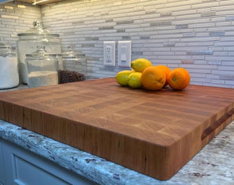 Black Cherry End Grain Cutting Board Extra Large 24" x 24" and Extra Thick 2.25"