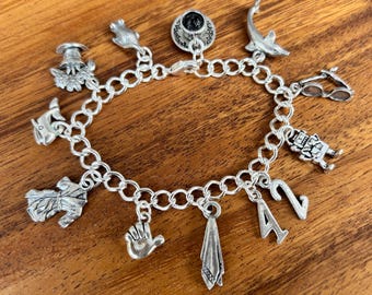 Hitchhiker's Guide Charm Bracelet: Pewter Charms, Silver Plated Chain