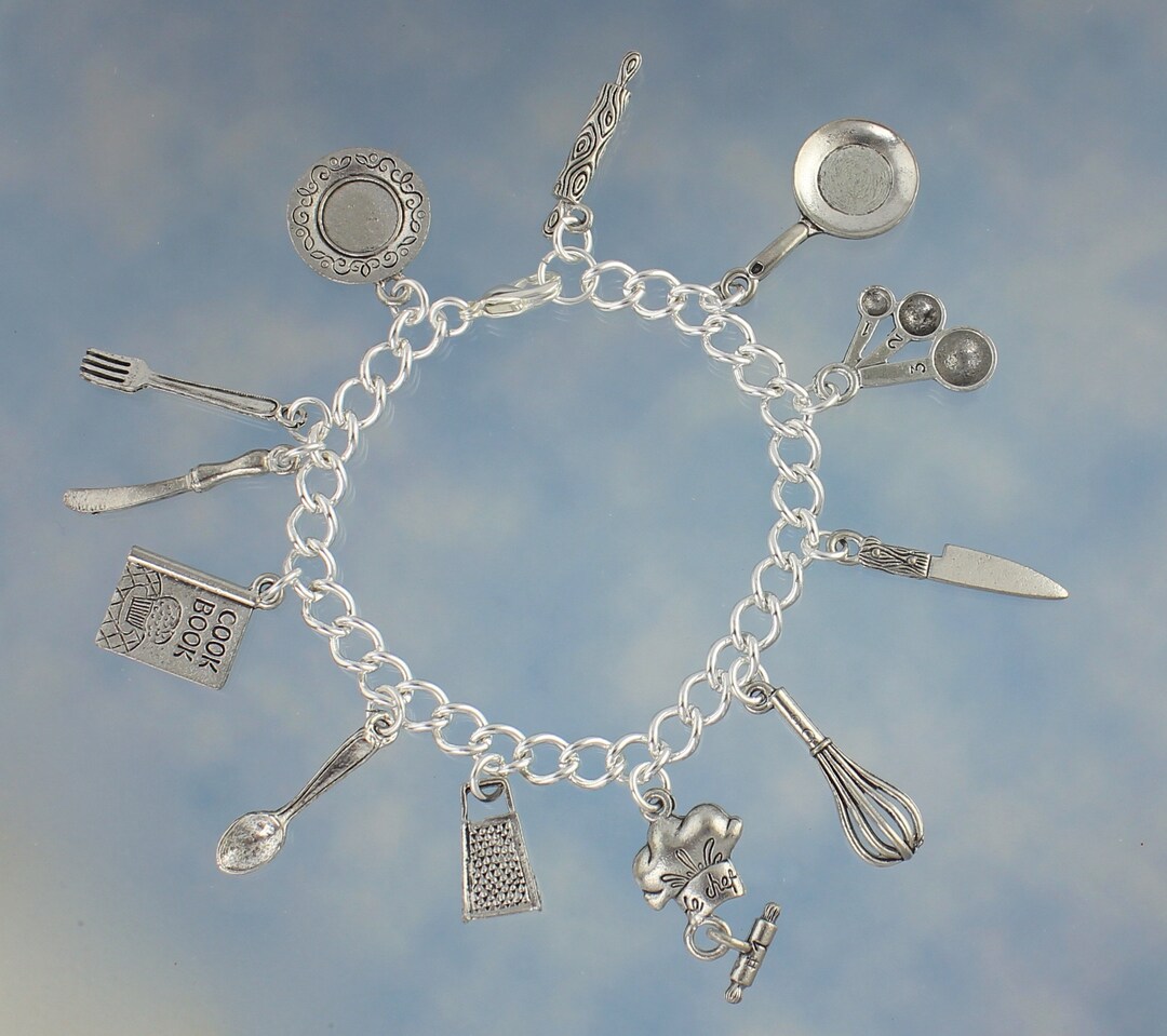 I Love to Cook Chef Charm Bracelet Pewter Cooking Utensils Etsy
