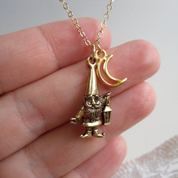 USA made gold plated charms,14k gold-filled chain Owl & Crescent Moon Necklace USA made gold plated charms,14k gold-filled chain Owl & Crescent Moon Necklace