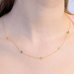 Gold Family Birthstone Necklace,  Birthdday Gifts, Personalized Birthstone Necklace, Birthstone Gifts, Christmas Gift, Gift for Her or Mom