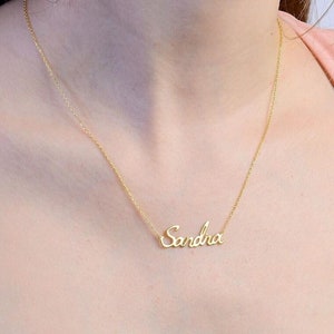 14K Solid Gold Name Necklace, Custom Name Necklace, Dainty Name Necklace, Personalized Necklace, Gift for Her, Christmas Gift, Gift for Mom