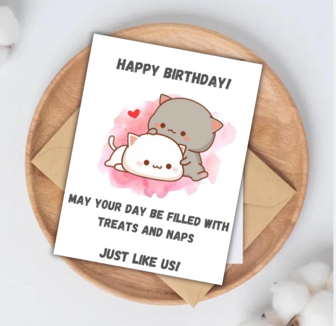 Cute Cat Birthday Card | Digital Cat Birthday Card | Funny Cat Birthday ...
