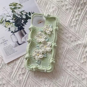 Custodia per telefono/custodia per telefono fatta a mano/custodia per telefono personalizzata/custodia per telefono color crema 3D/custodia per telefono floreale/custodia per telefono personalizzata/regalo originale/regalo premuroso