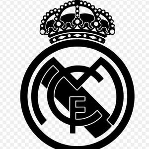 May include: Black and white logo of a football team with a crown on top. The logo features a circle with a stylised letter "M" inside. The letter "F" is visible inside the "M".