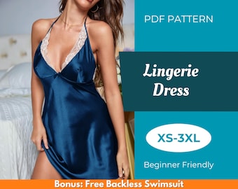 Lingerie Dress Sewing Pattern | XS-XXXL | Sewing Pattern | Dress Pattern | Beginner Pattern | Lingerie Pattern | PDF Sewing Pattern