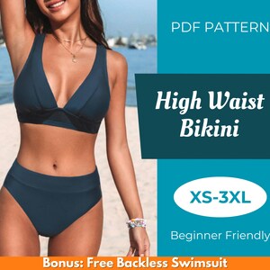 Molde de Costura para Biquíni de Cintura Alta | XS-XXXL | Molde de Costura | Molde de Biquíni | Molde Fácil | Molde de Costura para Traje de Banho | Molde de Costura em PDF