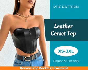 Leather Corset Top Pattern | XS-XXXL | Top Sewing Pattern | Easy Top Pattern | Women Sewing Pattern | Beginner Pattern | PDF Sewing Pattern