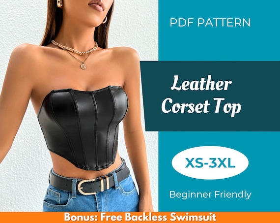 Leather Corset Top Pattern | XS-XXXL | Top Sewing Pattern | Easy Top Pattern | Women Sewing Pattern | Beginner Pattern | PDF Sewing Pattern