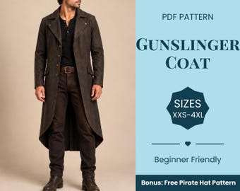 Gunslinger Coat Pattern | Coat Pattern | Costume Pattern | Costume Sewing Pattern | Cosplay Pattern | Beginner Pattern | XXS-XXXXL