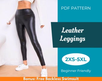 Patron de couture pour leggings | XXS-XXXXXXL | Patron de couture | Patron de couture femme | Patron pour débutant | Leggings en cuir | Patron de couture PDF