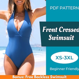 Naaipatroon badpak | XS-XXXL | Patroon badpak met gekruiste voorkant | Bikinipatroon | Eenvoudig patroon | Badkledingpatroon | PDF-naaipatroon